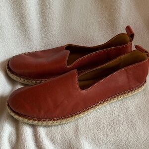 Tsonga Women's Indzima Red Leather Espadrilles Slip-On Shoes, Size 7 / 38